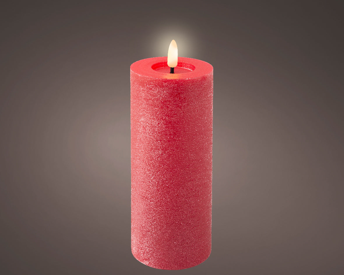 Dekorative LED-beleuchtete Kerze, Höhe 19 cm, rote Farbe. – Peragashop