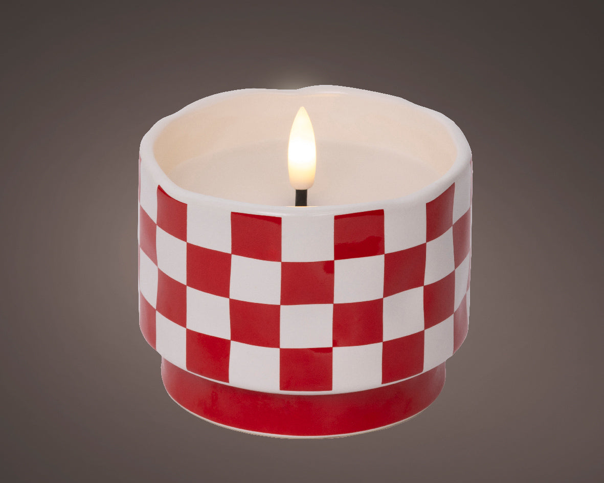 Dekorative LED-Kerze, Höhe 9 cm, Durchmesser 9 cm, rote Farbe. – Peragashop