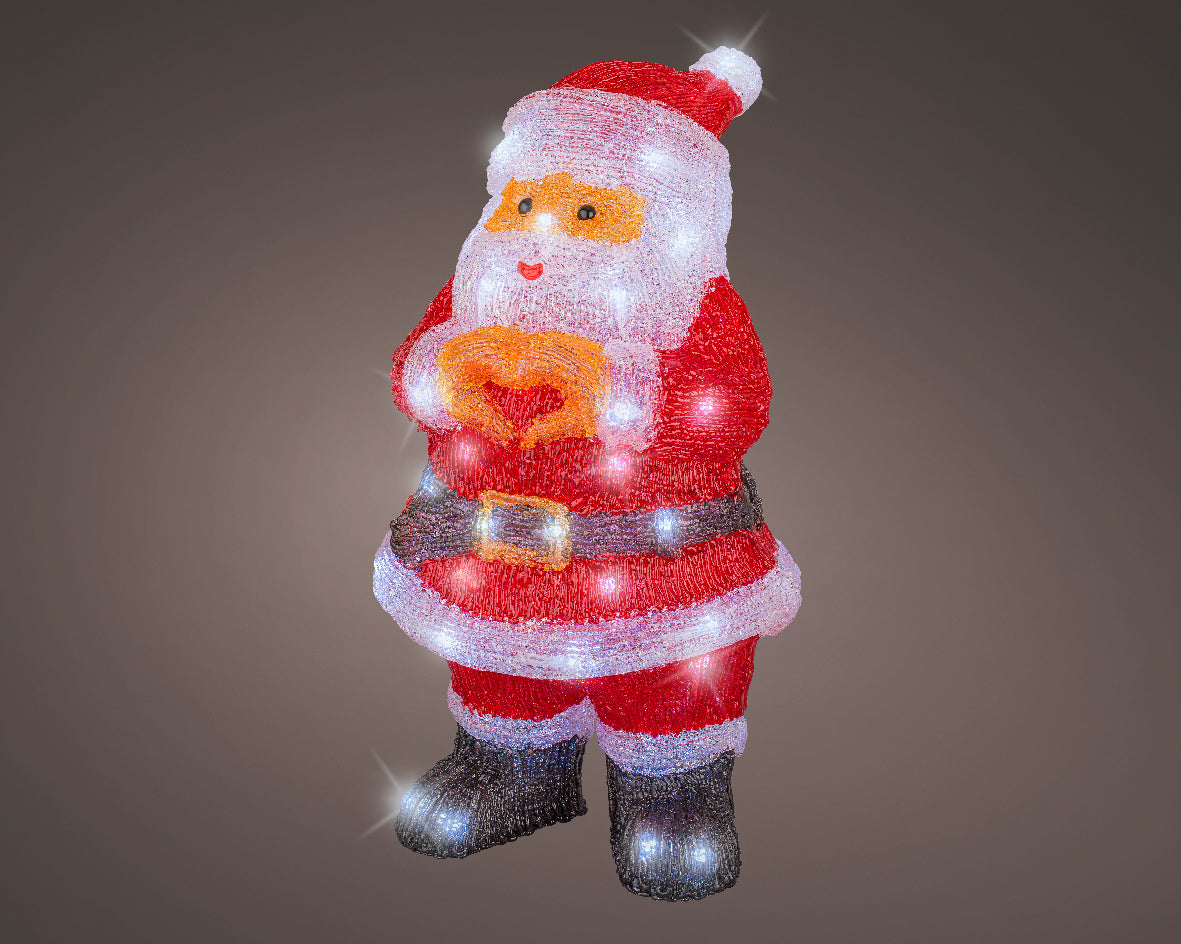 Dekorativer, leuchtender Weihnachtsmann mit 60 LEDs, Höhe 41,5 cm, rot – Peragashop
