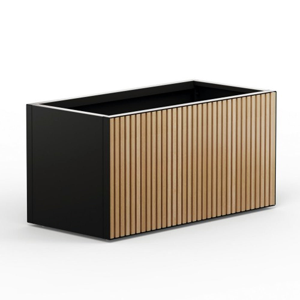 Deko-Pflanzgefäß“ Blumenpflanzgefäß aus Metall und Holz, 100 x 50 x 5 – Peragashop