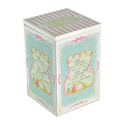 SCATOLA PORTA THE TISANE LEGNO DELICE RIGHE ROSA RETTANGOLARE 11,5X11,5H18CM