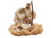 Natività con base in paglia 32cm Avorio EDG