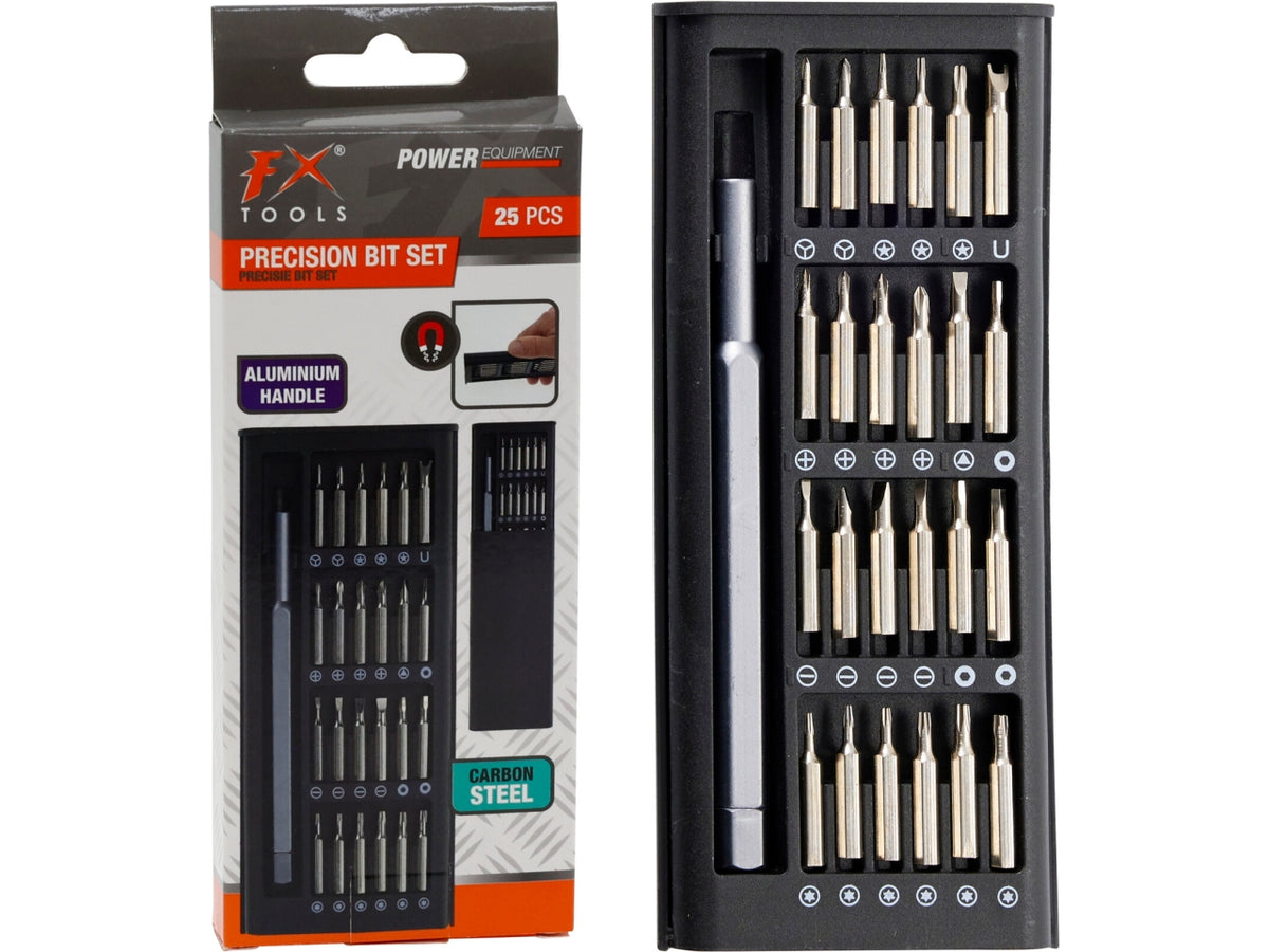 Set cacciavite di precisione 24 in 1 con manico in alluminio e 24 punte in acciaio nero FX Tools - immagine 1
