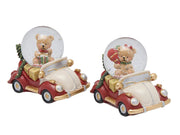Auto con palla di neve 9x6xh.7cm bianco e rosso EDG