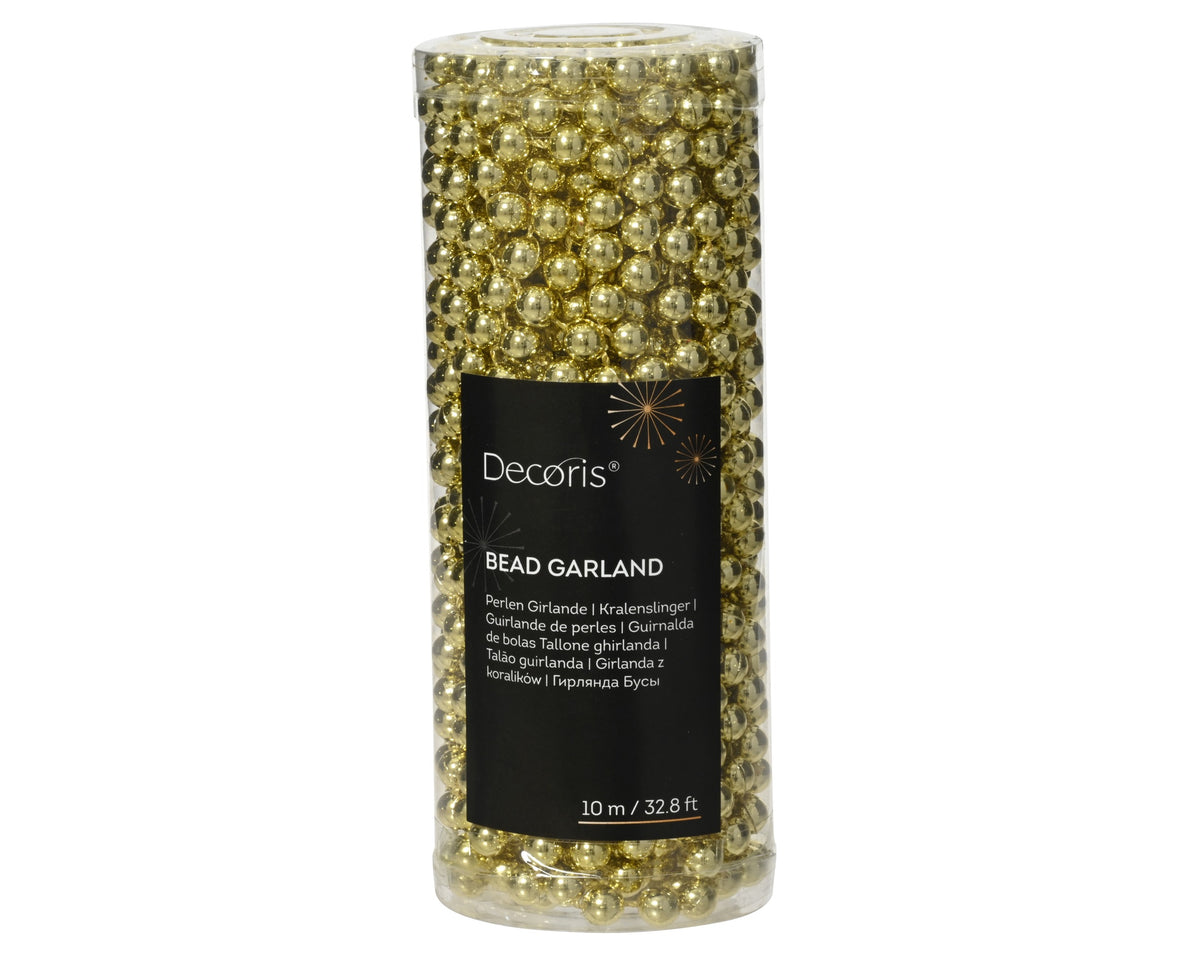 Ghirlanda di perline lucide D 0,8 cm lunghezza 1000 cm oro chiaro Peraga Christmas