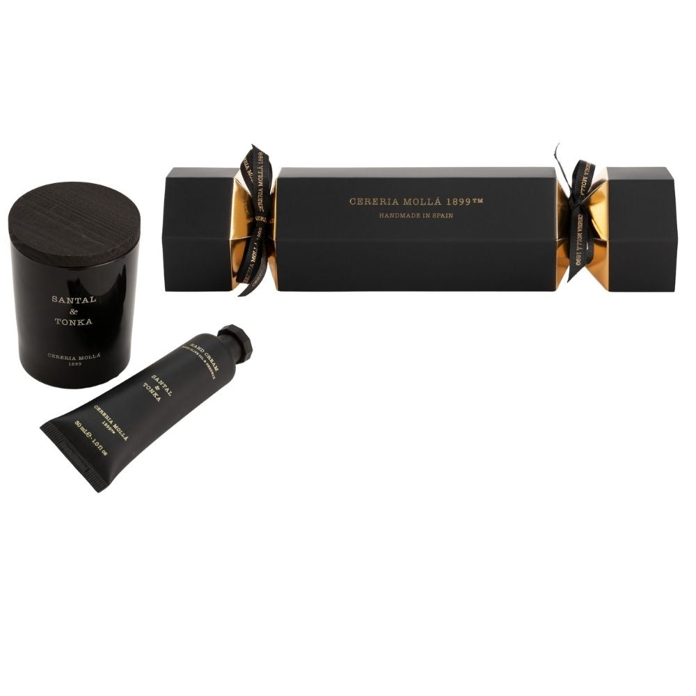 Set regalo Cracker Santal & Tonka con candela 70g e crema mani 30ml CERERIA MOLLÁ