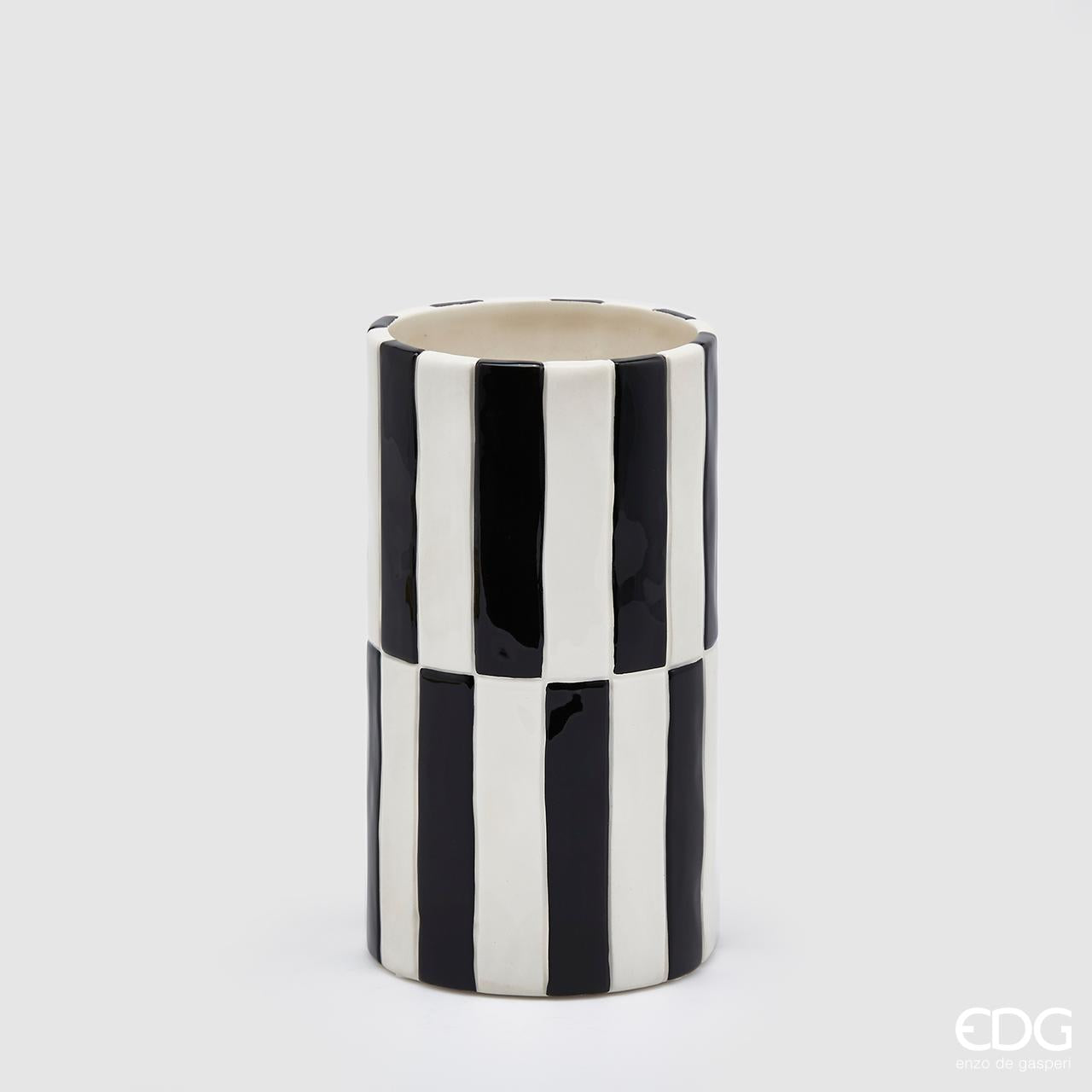 VASO A RIGHE  NERO/BIANCO 21X11