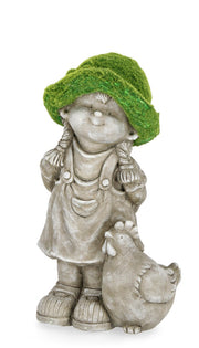 STATUA BIMBA CON GALLINA H44,5CM