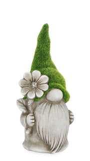 STATUA GNOMO CON FIORE H31CM