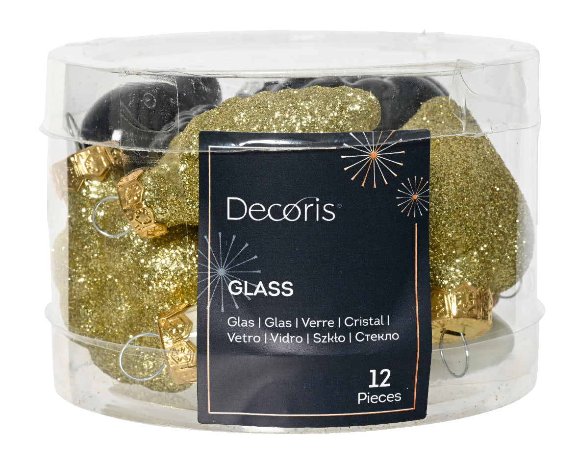12 DECORAZIONI NATALIZIE APPENDIBILI ASSORTITE COLORE ORO