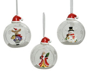 PALLINA DI NATALE TRASPARENTE CON BABBO NATALE / RENNA / PUPAZZO DI NEVE 8CM ASSORTITA