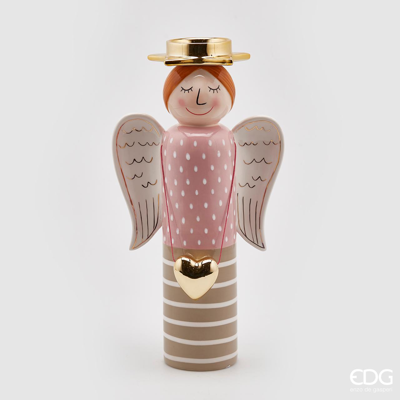 PORTA CANDELA ANGELO C/CUORE H36CM