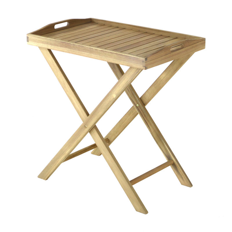 PROLOISIRS TAVOLINO PIEGHEVOLE IN ACACIA FSC 100% CON VASSOIO AMOVIBILE, LEGNO NATURALE
