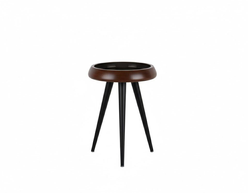 Tavolino Tripod 33x33x46 cm Noce Caldo e Nero