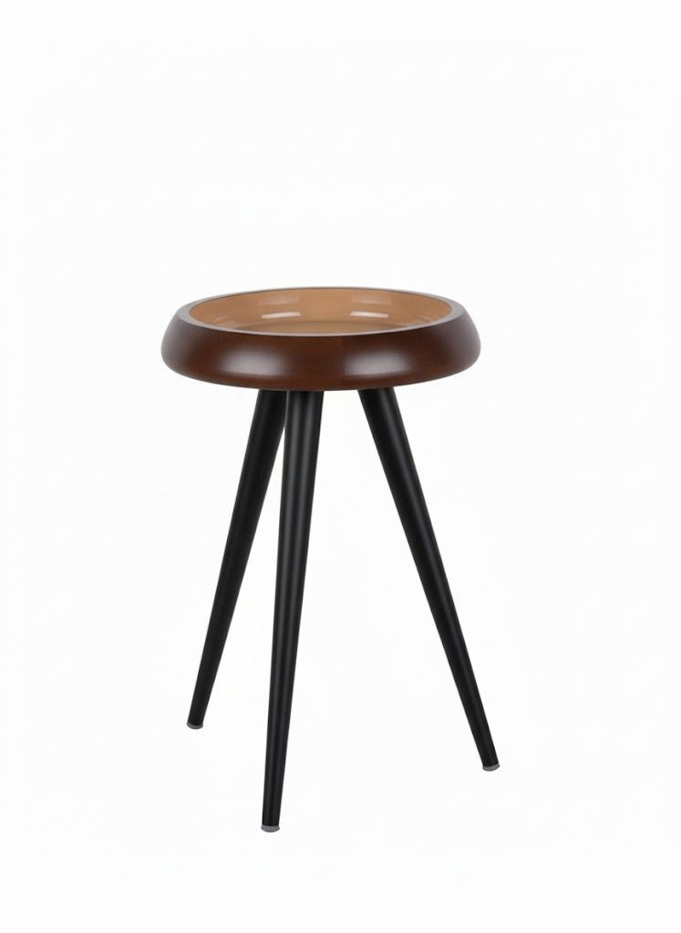 Tavolino Tripod 33x33x46 cm Noce Caldo e Marrone