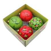 Set 4 palline natalizie The Grinch D7cm rosso e verde PERAGA CHRISTMAS