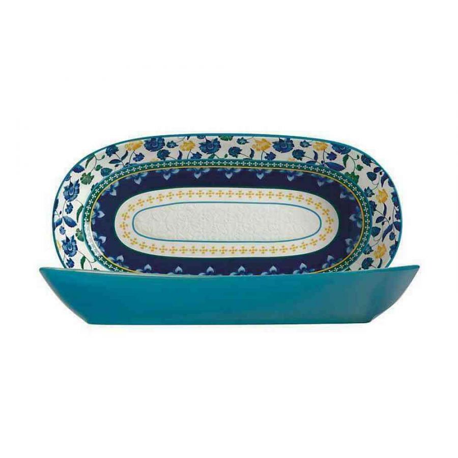 PIATTO DA PORTATA OVALE A CIOTOLA BLU 43X22 CM RHAPSODY