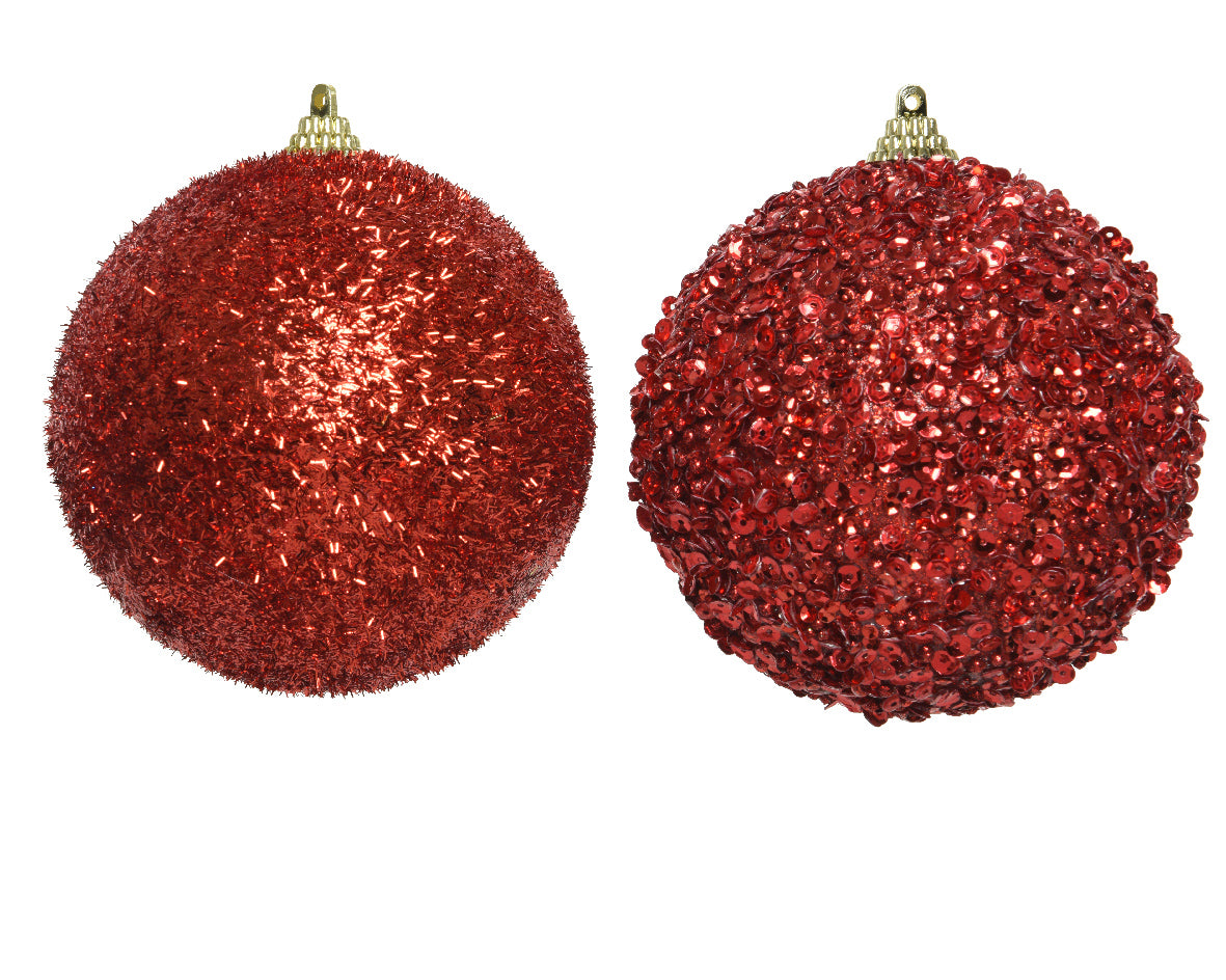 SFERA CON GLITTER D.12CM ROSSO NATALE