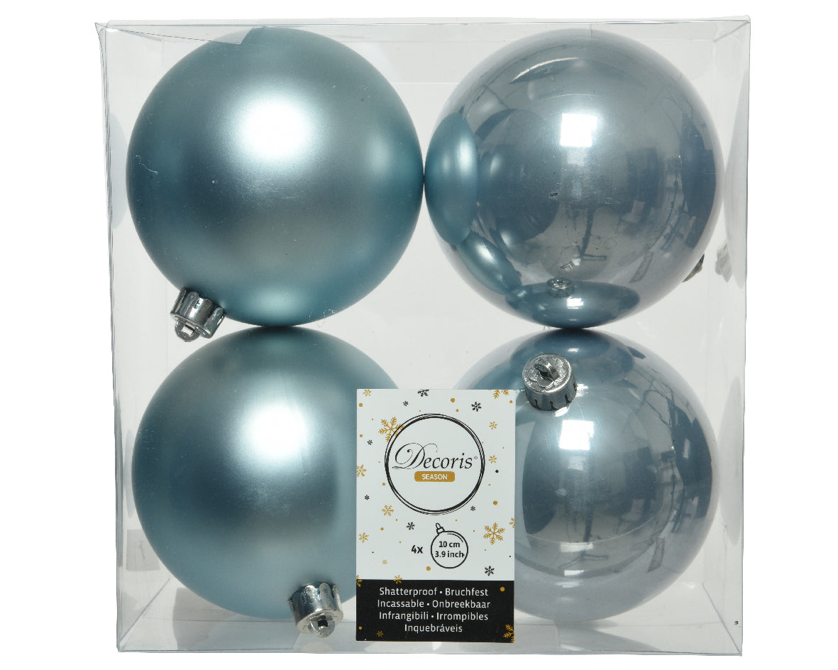 4 PALLINE DI NATALE D.10CM AZZURRO