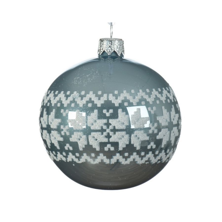 PALLINA DI NATALE IN VETRO AZZURRA NORDIC 8CM