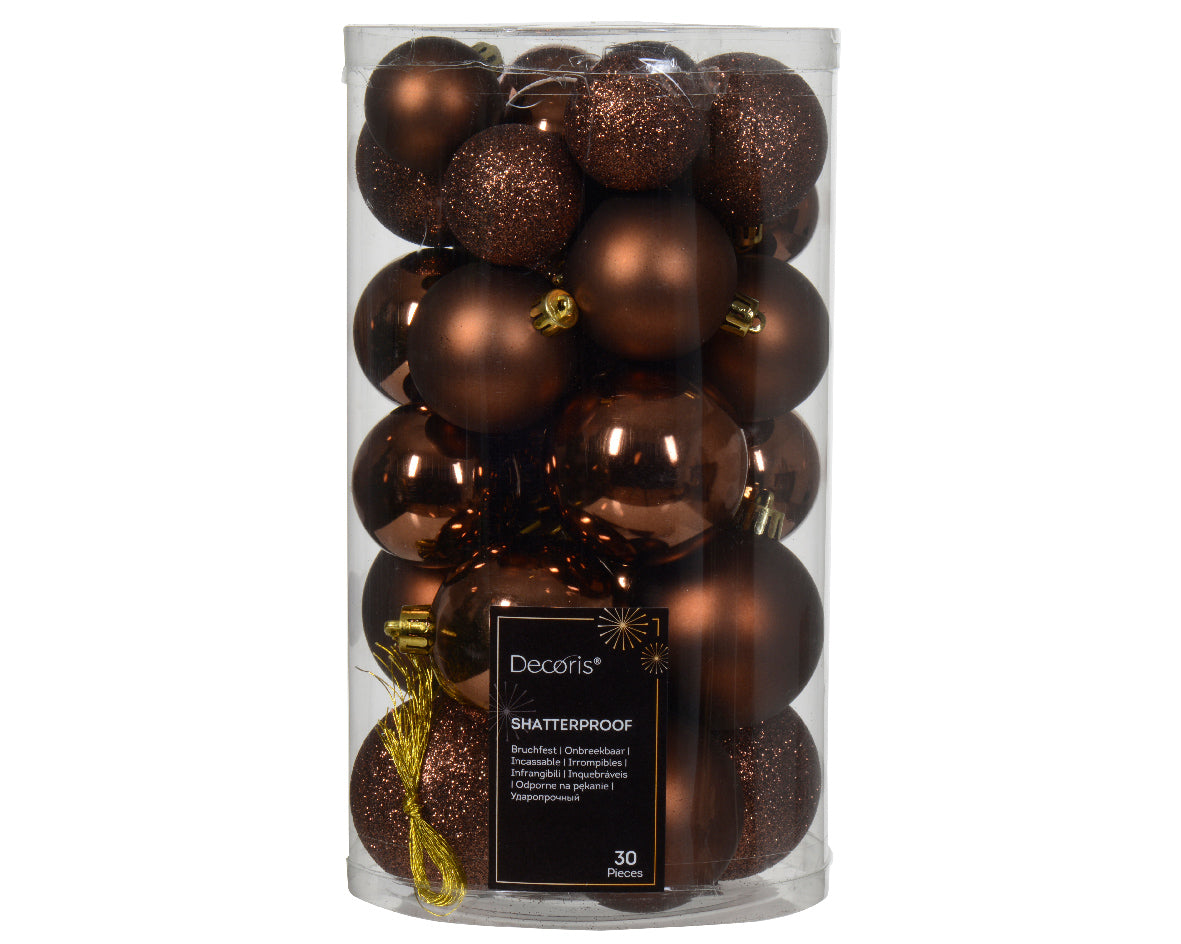 30 PALLINE DI NATALE D.6CM ASSORTITE COLORE BRONZO