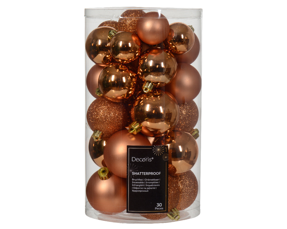 30 PALLINE DI NATALE ASSORTITE COLORE RAME