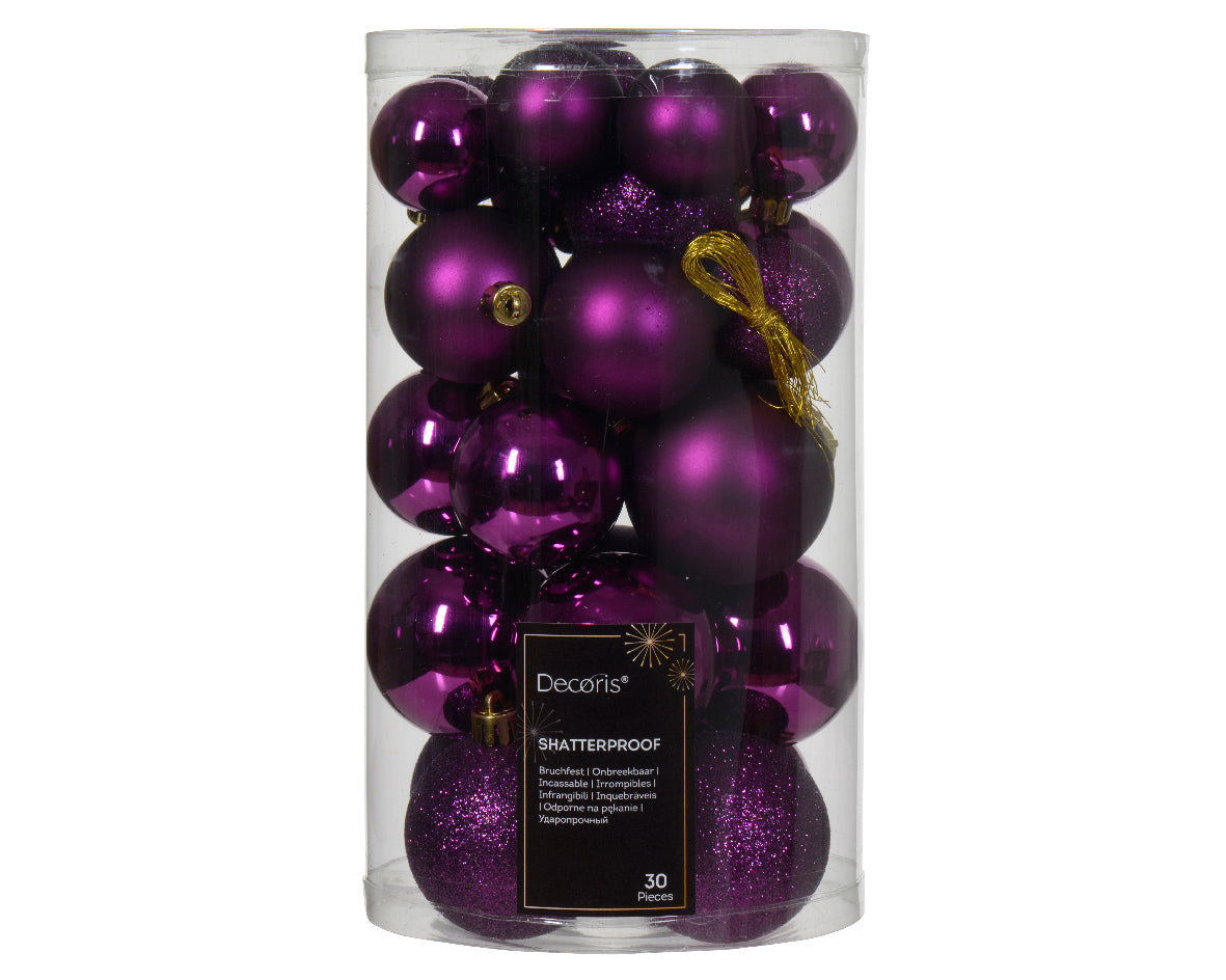 30 PALLINE DI NATALE ASSORTITE COLORE VIOLA