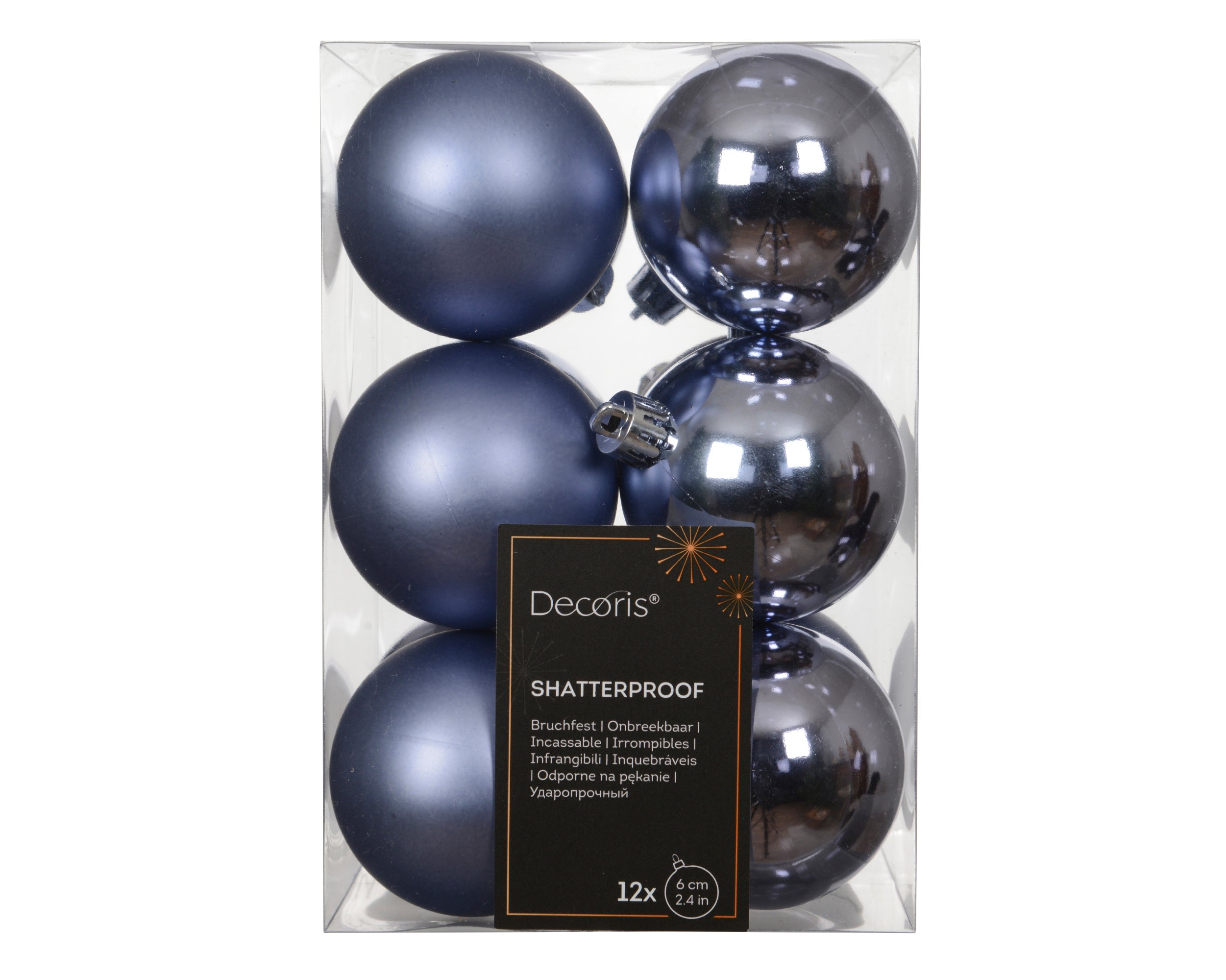 Set 12 palline di natale infrangibili mix lucido/opaco D 6 cm azzurro polvere Peraga Christmas