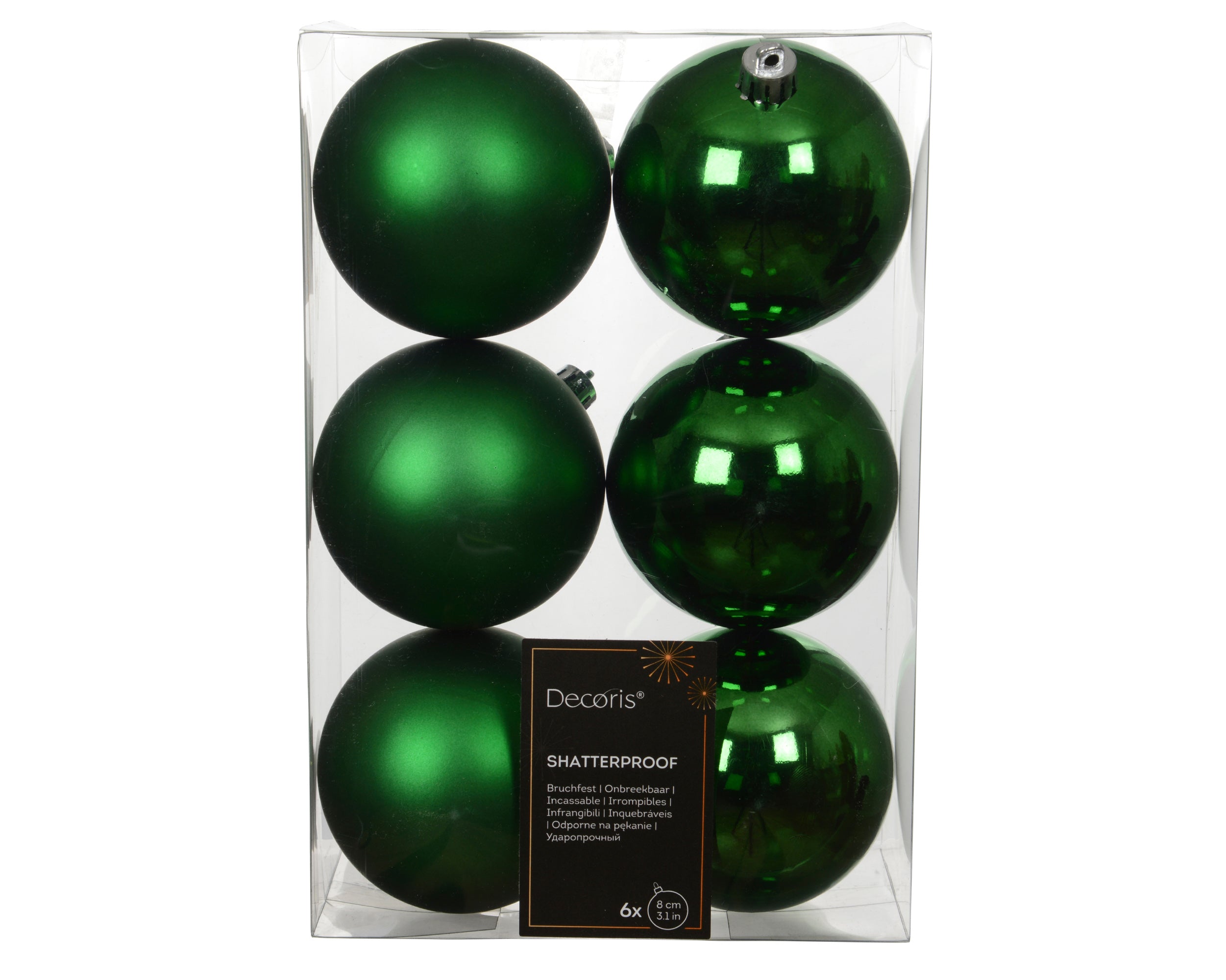 Set 6 palline di natale infrangibili mix lucido/opaco D 8 cm verde brillante Peraga Christmas