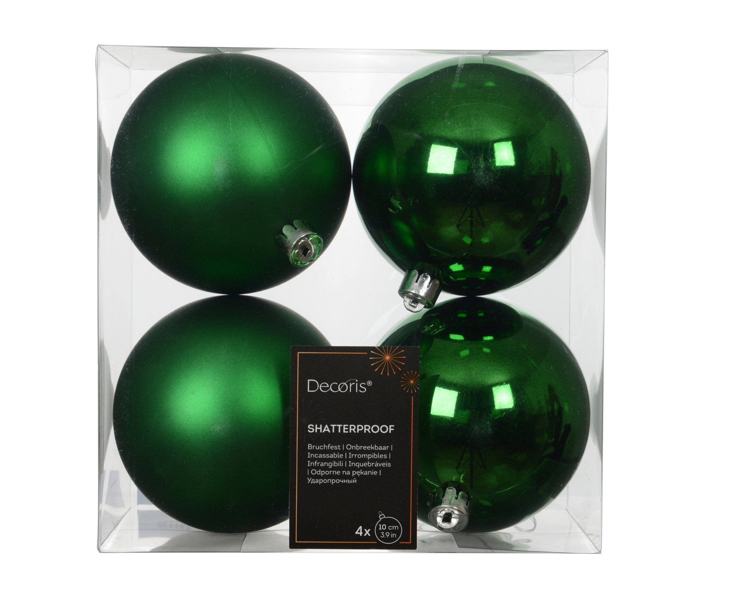 Set 4 palline di natale infrangibili mix lucido/opaco D 10 cm verde brillante Peraga Christmas