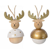DECORAZIONE RENNA CON CORNA DORATE APPENDIBILE H.12CM MODELLO ASSORTITO