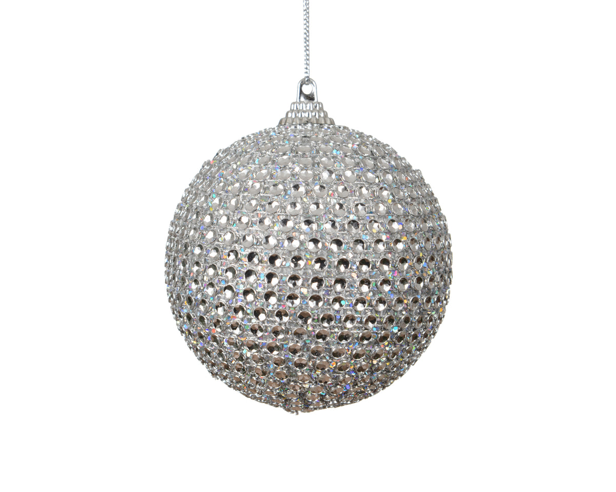 pallina di natale in foam su filo D 8 cm argento Peraga Christmas