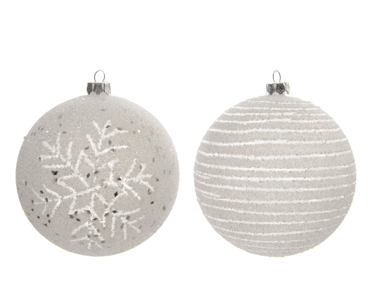 pallina di natale infrangibile finitura ghiaccio D 8 cm bianco invernale Peraga Christmas