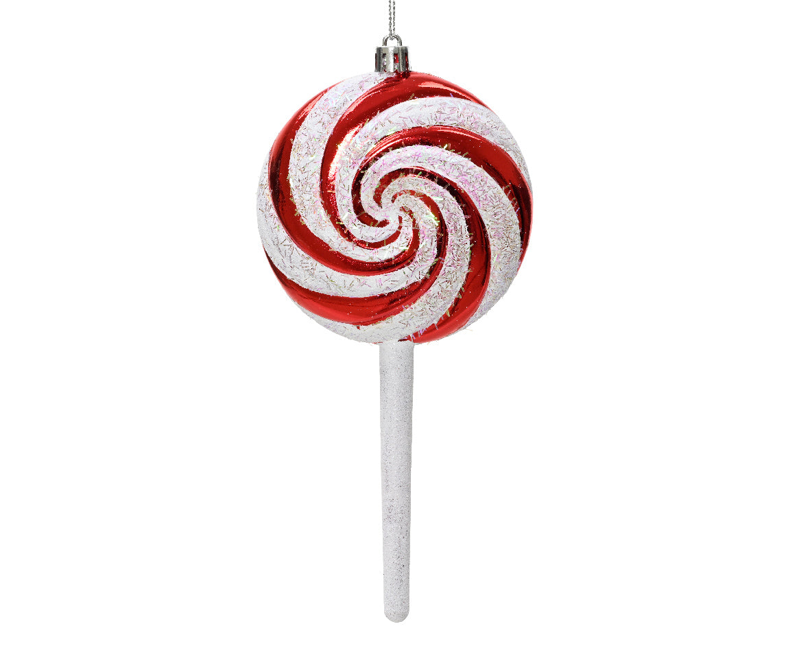 1 DECORAZIONE CANDY STICK LECCA LECCA BIANCO/ROSSO CON GLITTER