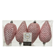 DECORAZIONE 4 PIGNE ROSA APPENDIBILI 12CM