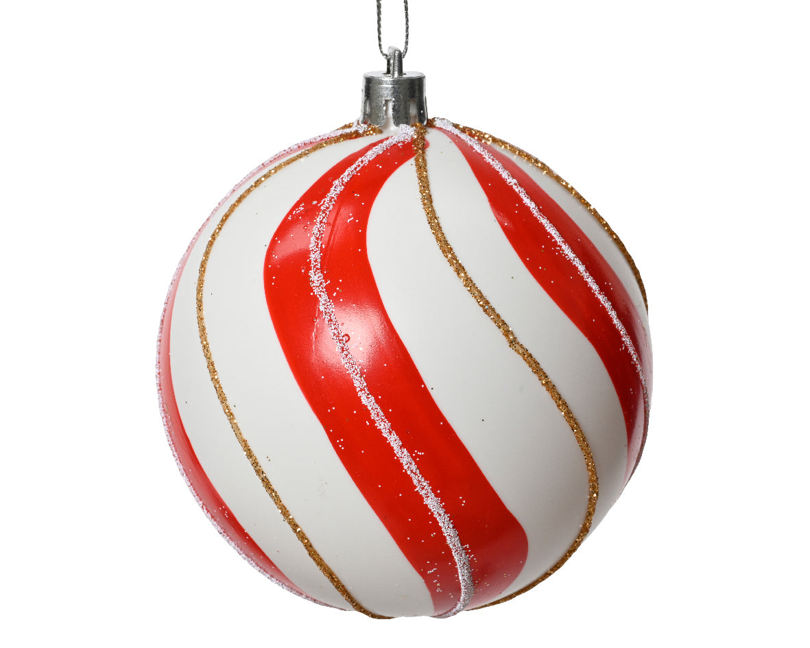 OFFERTA 12 PALLINE DI NATALE D.8CM ROSSA/BIANCA CON GLITTER