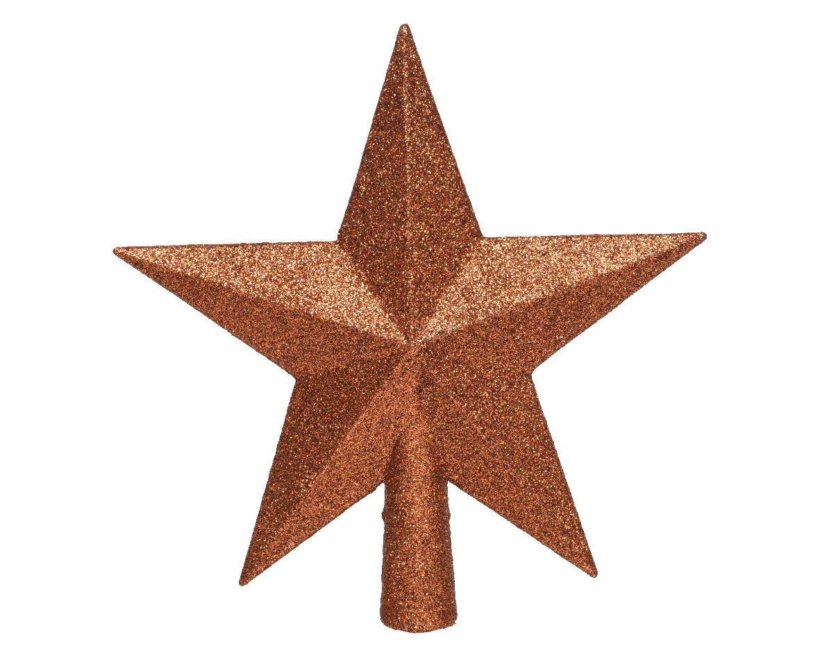 PUNTALE A STELLA GLITTERATO 19 CM MARRONE TERRA