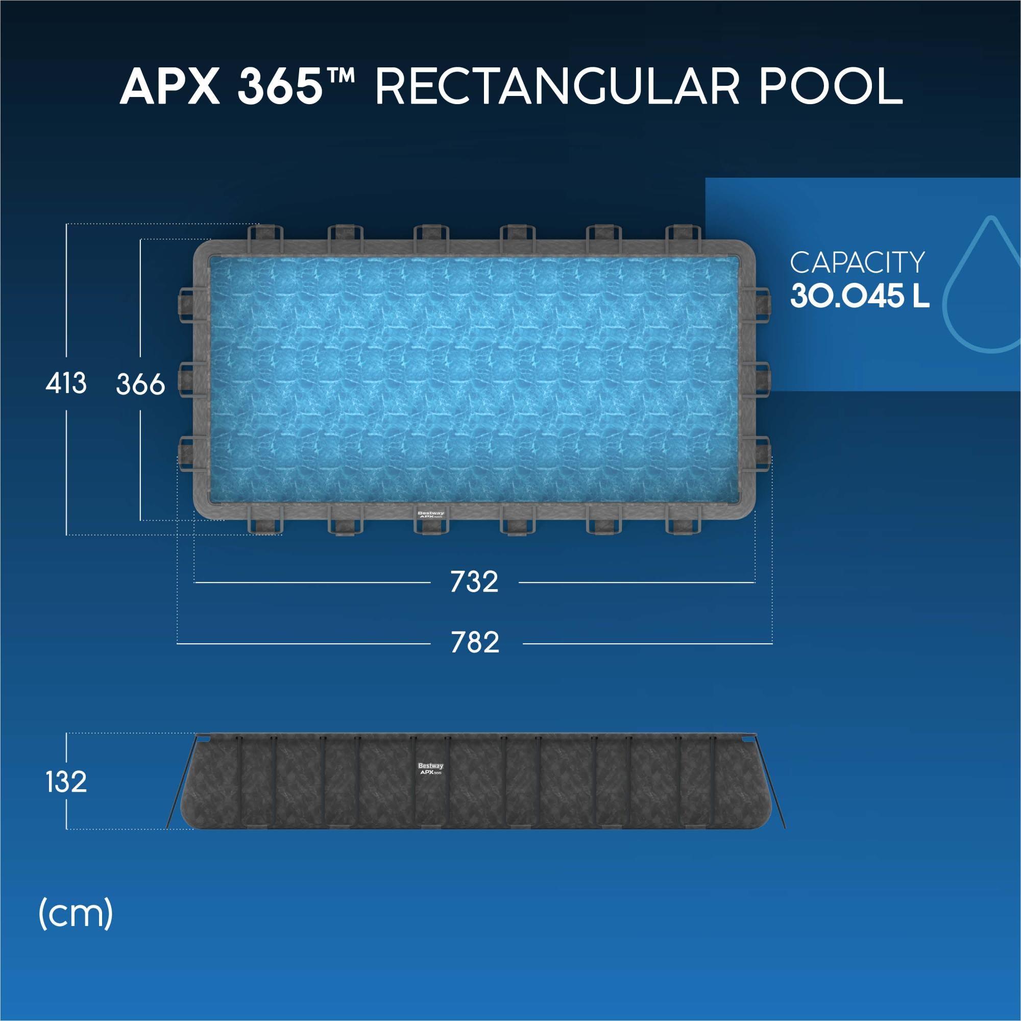 POWER STEEL POOL 488X244X122 RECHTECKIG DUNKELGRAU