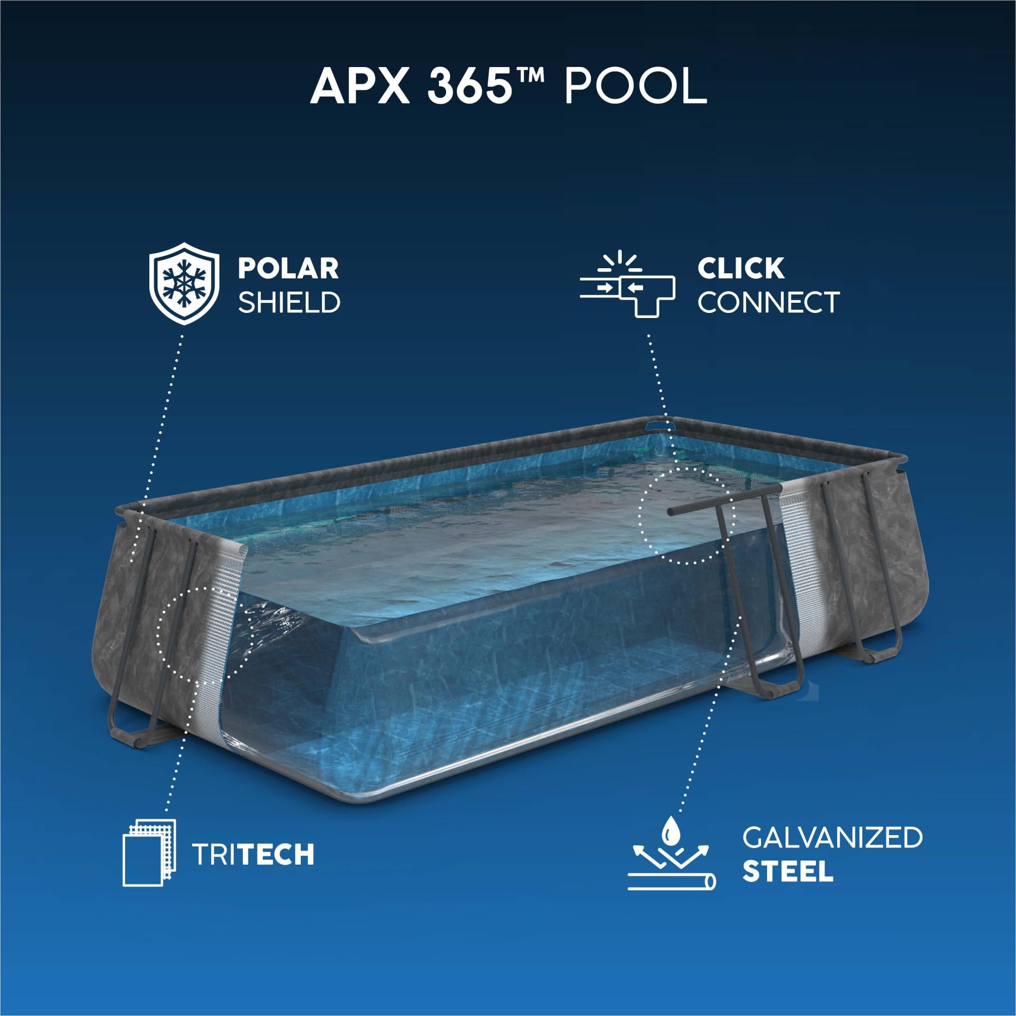 POWER STEEL POOL 488X244X122 RECHTECKIG DUNKELGRAU