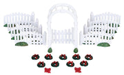 DECORAZIONI STACCIONATE PER PRESEPE - PLASTIC ARBOR & PICKET FENCES WITH DECORATIONS, SET OF 20