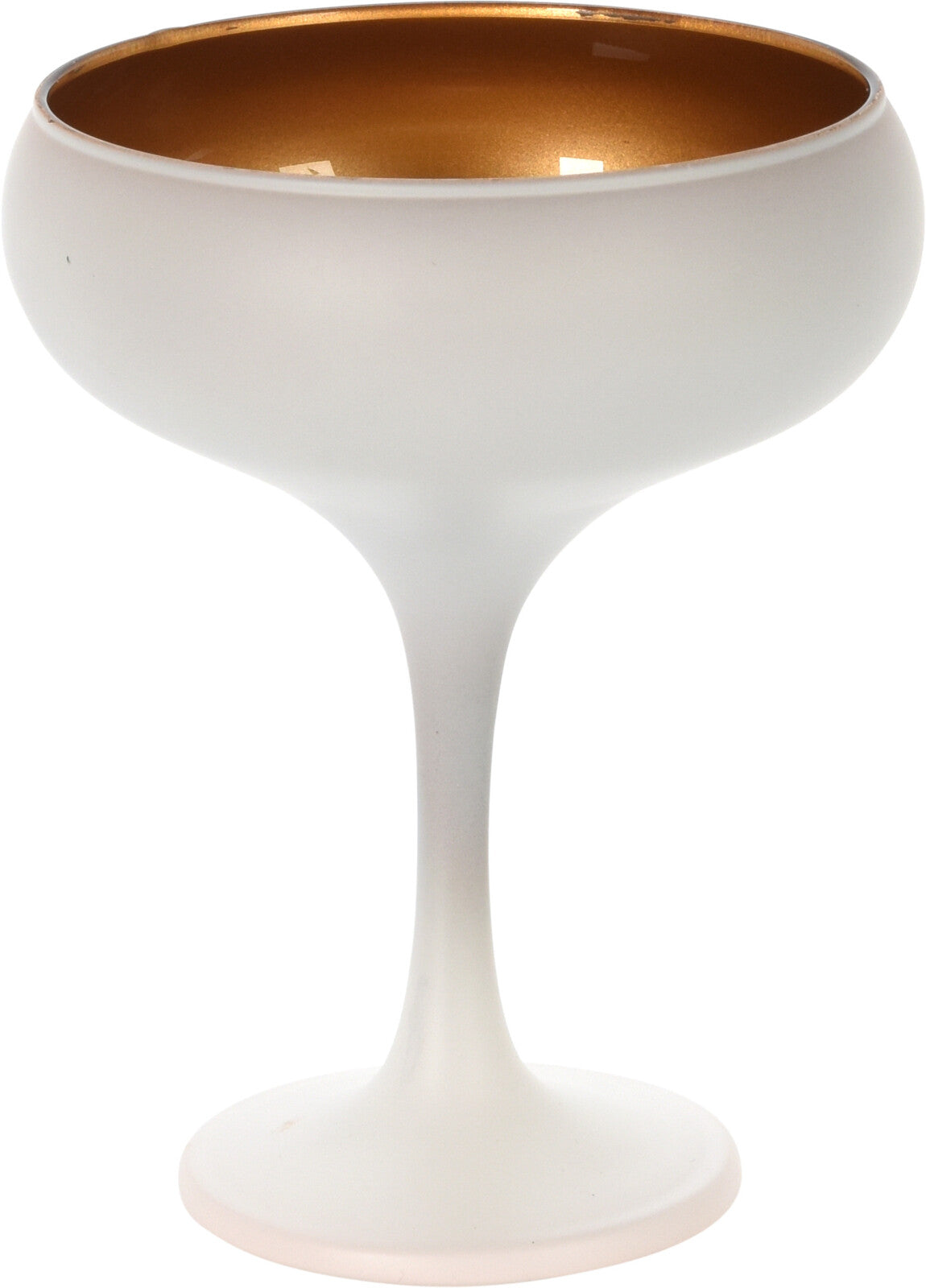 BICCHIERE A COPPA IN VETRO BIANCO E ORO 250ML