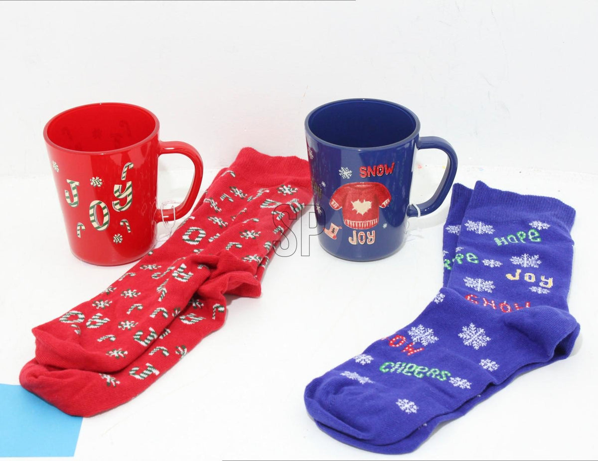 Set bicchiere da caffè e tè con calze natalizie modello assortito PERAGA CHRISTMAS