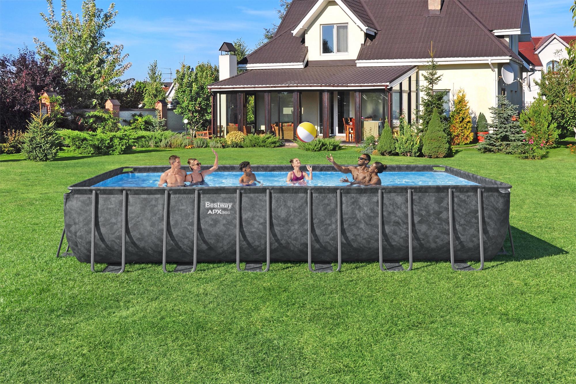 POWER STEEL POOL 488X244X122 RECHTECKIG DUNKELGRAU
