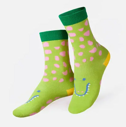 EAT MY SOCKS KIDS CALZINI FUNNY CROC - VERDE, ROSA E GIALLO