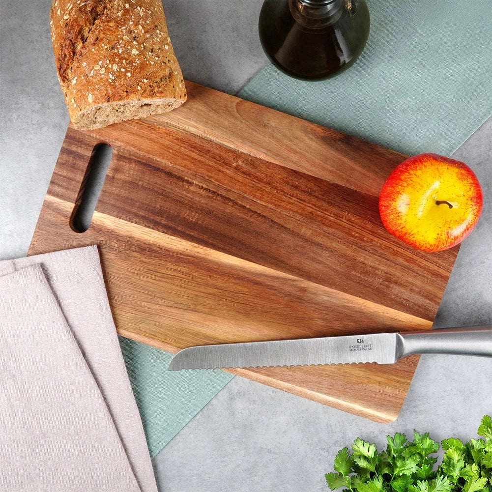 Tagliere Rettangolare in Legno di Acacia con Manico 40x25 cm