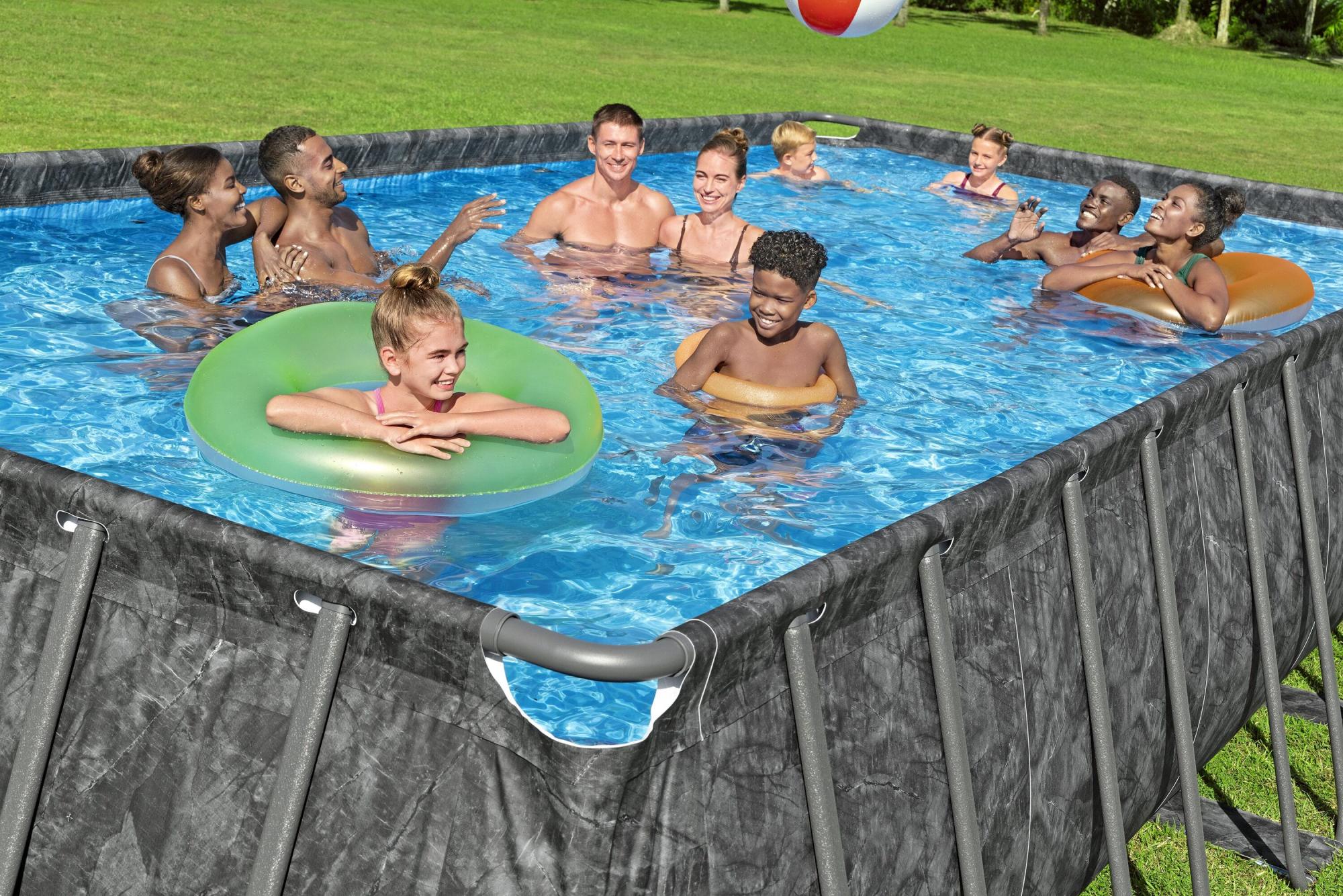 POWER STEEL POOL 488X244X122 RECHTECKIG DUNKELGRAU