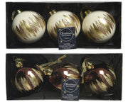 1 PALLINA ORO/MARRONE CON GLITTER 8CM ASSORTITE