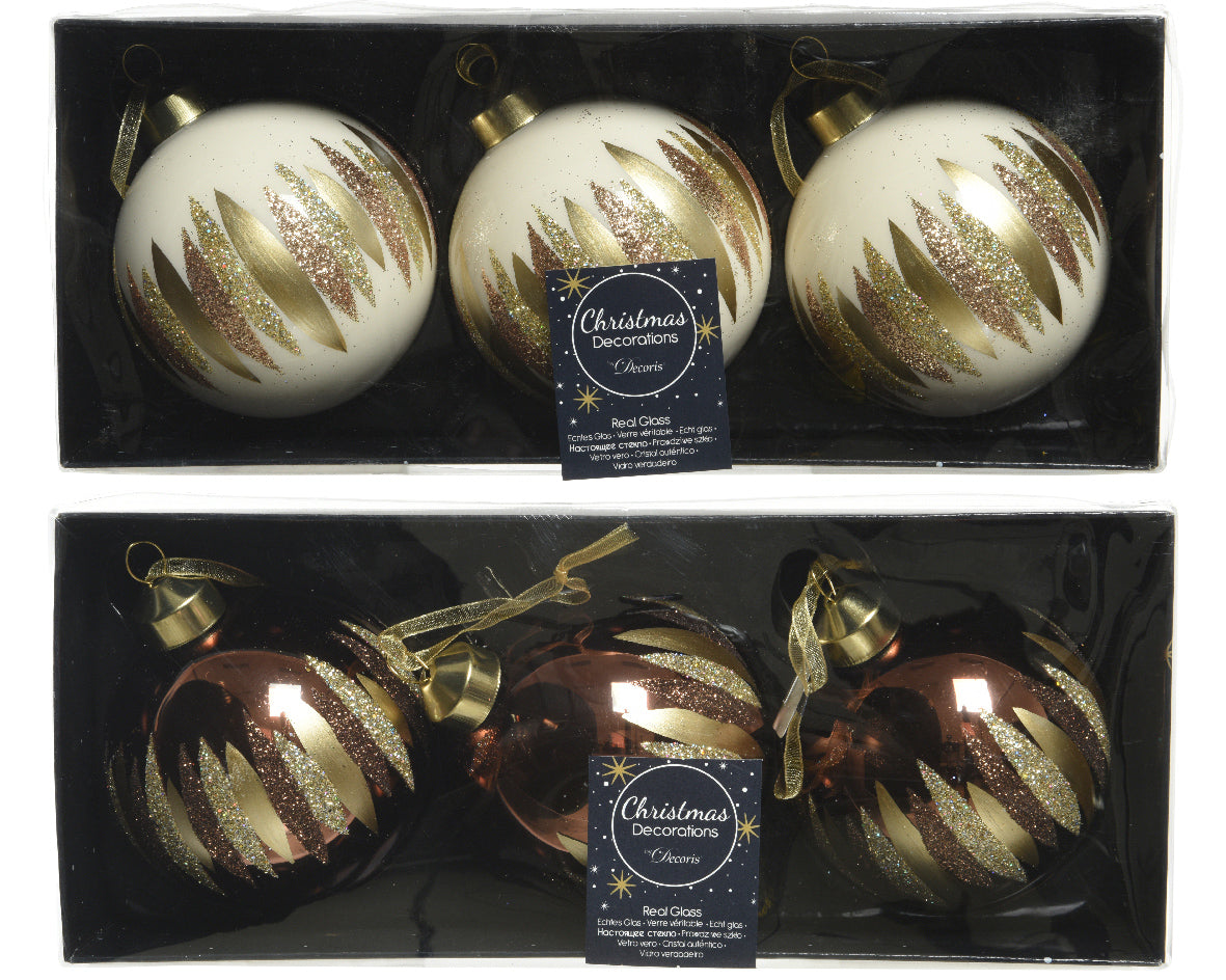 1 PALLINA ORO/MARRONE CON GLITTER 8CM ASSORTITE