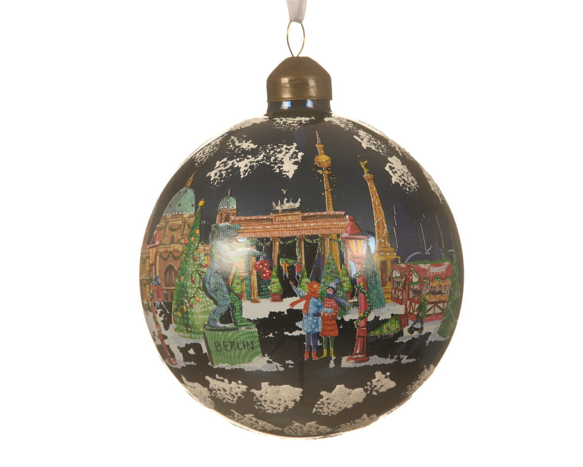 PALLINA DI NATALE CON DECORAZIONE BERLINO 10 CM