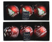 1 PALLINA DI NATALE ROSSA CON DECORAZIONI NATALIZIE 8CM MODELLO ASSORTITO